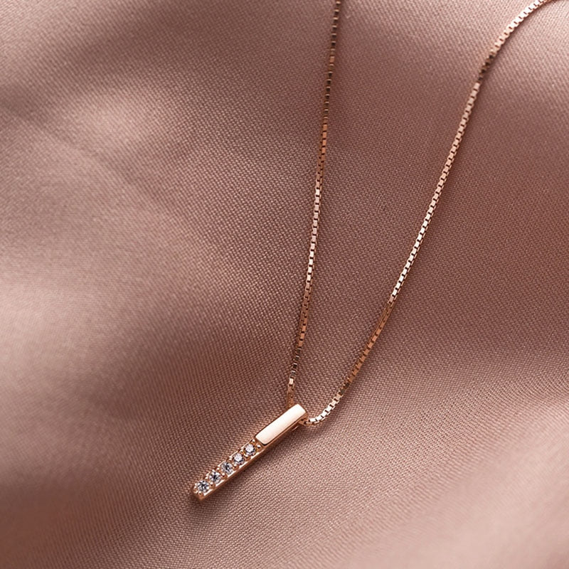 925 Sterling Silver Necklace Simple Geometric Cubic Zircon Necklace Shiny Exquisite Clavicle Chain Ladies Fashion Jewel - Charlie Dolly