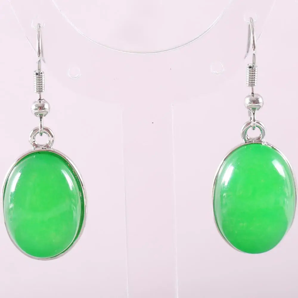 Natural Stone White Opal Howlite Dangle Earrings for Women Gem Blue Lapis Cabochon CAB Oval Beads Drop Earrings