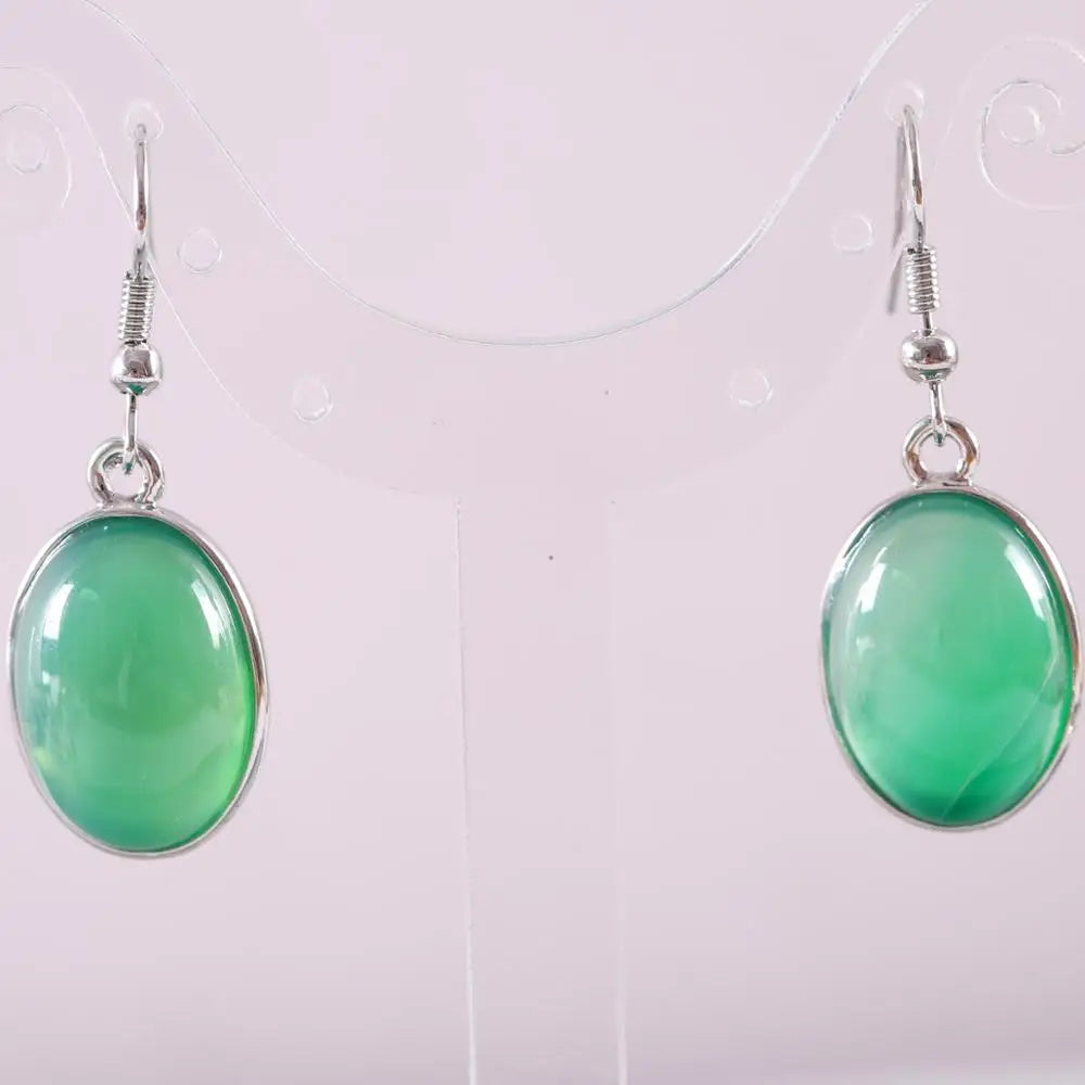 Natural Stone White Opal Howlite Dangle Earrings for Women Gem Blue Lapis Cabochon CAB Oval Beads Drop Earrings