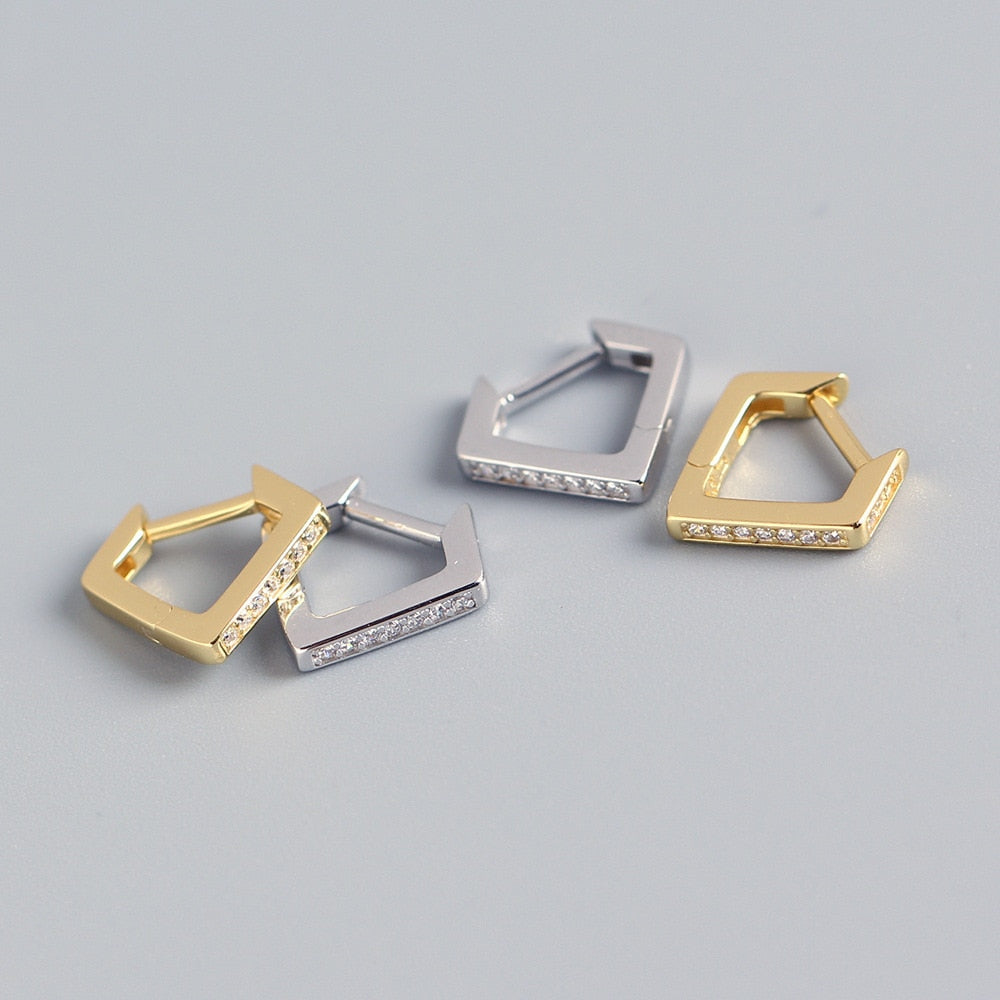ANDYWEN 925 Sterling Silver Rhombus Triangle Zircon CZ Crystal Huggies Hoops 2021 Piercing Luxury Pendiente Jewelry Rock Punk - Charlie Dolly
