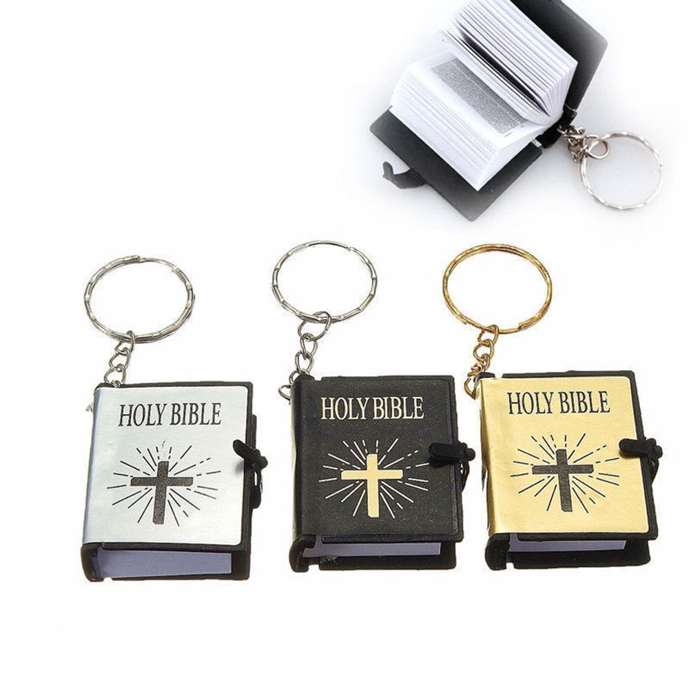 Mini Holy Bible Keychain Real Paper Can Read Religious Christian Cross Keyrings Holder Car Key Chains Fashion Gifts Jewelry - Charlie Dolly