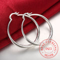 925 Sterling Silver Hip Hop Round Earrings for Women Large Circle4.0cm Piercing Hoop Earring Dropship Suppliers - Charlie Dolly