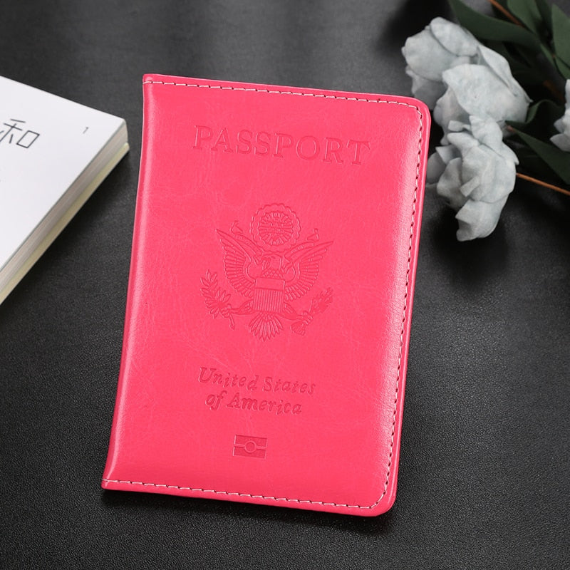 Personalised Passport Cover women With Name USA Cute Pink Personalized Passport Holder designer Travel Passport Case Pouch - Charlie Dolly