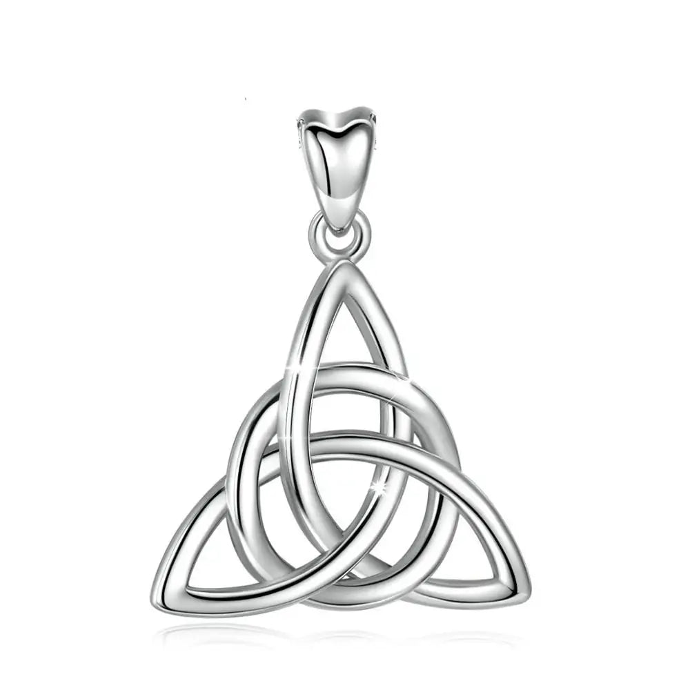 Eudora Real 925 Sterling Silver Triangle Celtics Knot Pendant Neckalce Women Fashion Sliver Jewelry for Birthday Gift Box CYD138