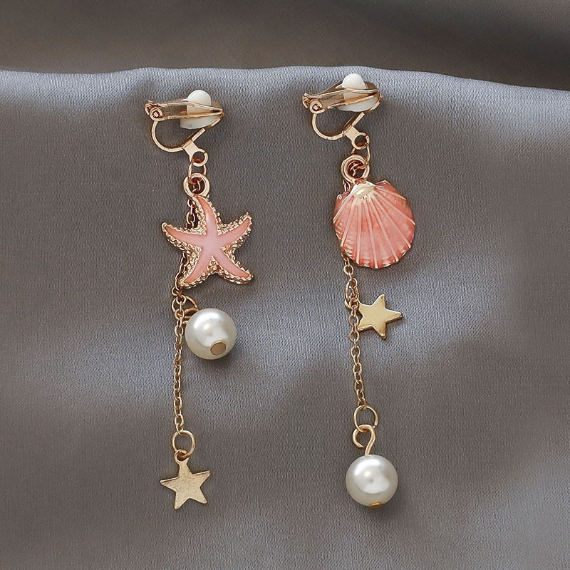 Fashion charm Creative pearl clip on Earrings Cute Handmade Earrings Womens ear clips Jewelry - Charlie Dolly