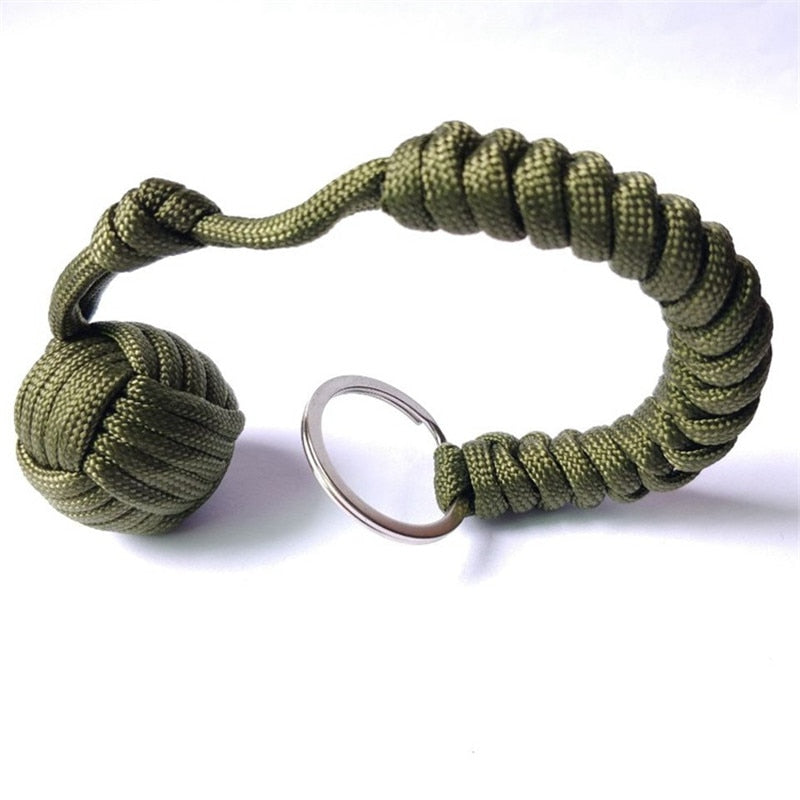 Key Chain With Self-defense Steel Ball 24cm 7-core Outdoor Equipment Parachute Cord Rope Keychain Wild Survival - Charlie Dolly