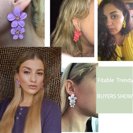 Metal Flower Stud Earrings Jewelry