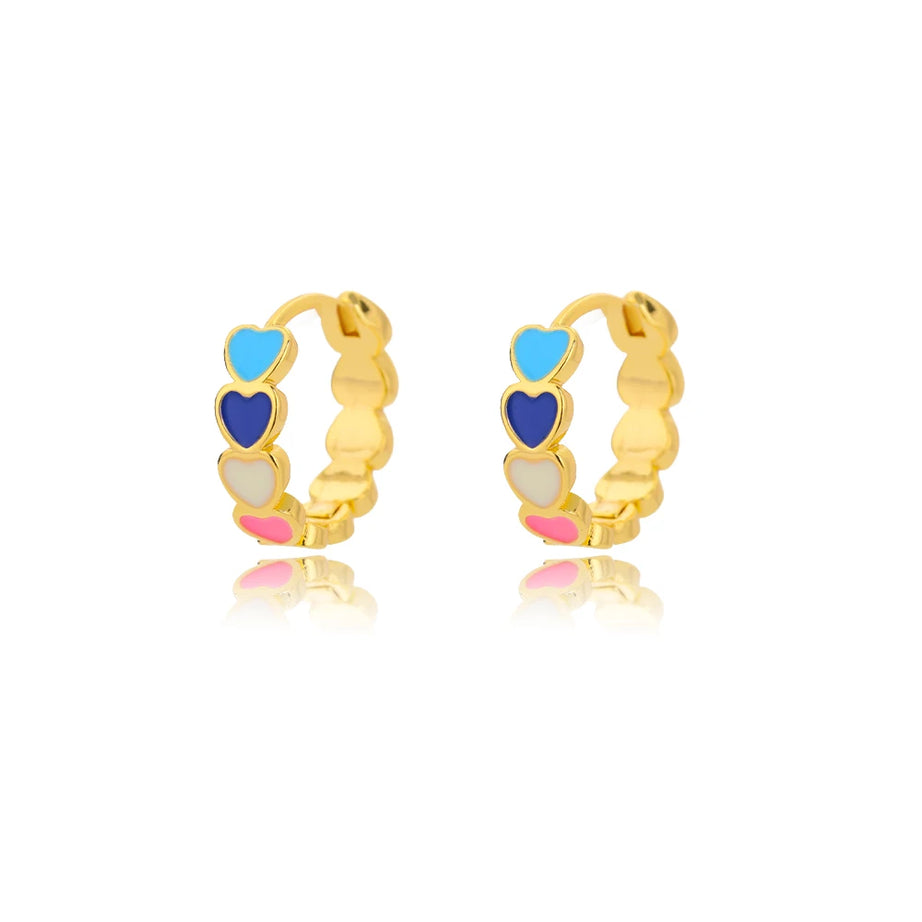 Colorful Enamel Heart Stud Earrings Jewelry