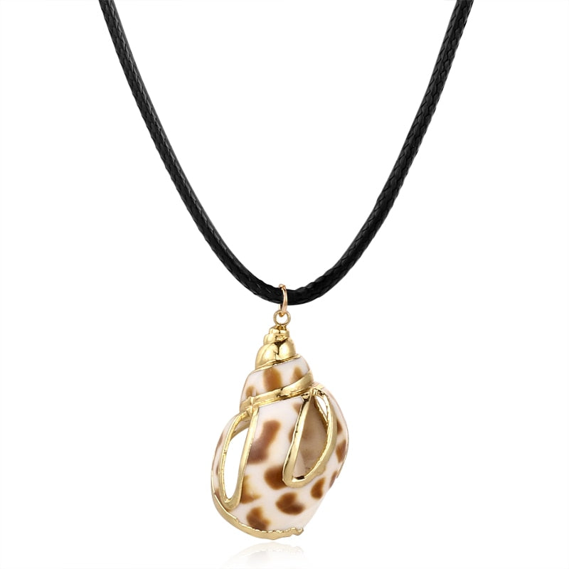 Hesiod Antique Gold Color Chain Summer Beach Jewlery Starfish Shell Pendant Necklace for Women - Charlie Dolly