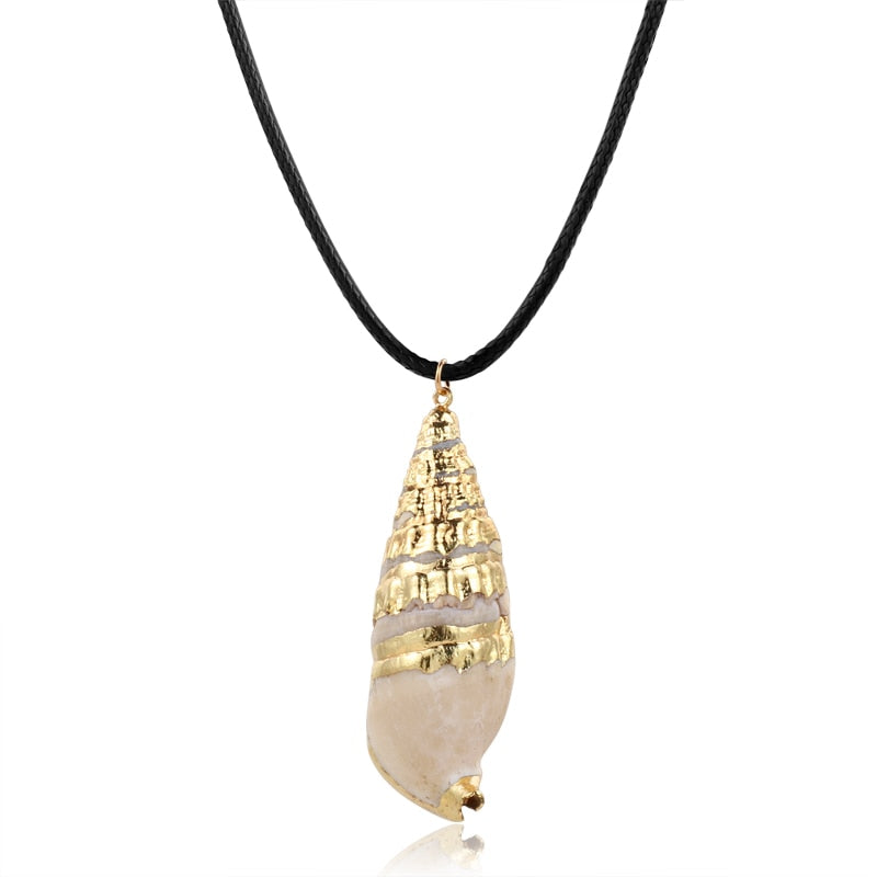 Hesiod Antique Gold Color Chain Summer Beach Jewlery Starfish Shell Pendant Necklace for Women - Charlie Dolly