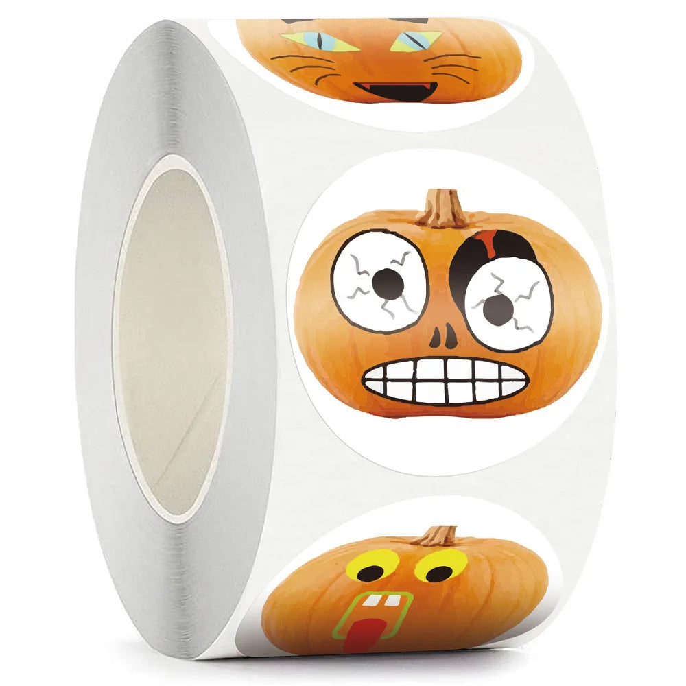 50-500pcs Halloween Stickers Round Self Adhesive Label Paper Candy Bags Stickers Package Seal Gift Packaging Sealing Crafts - Charlie Dolly