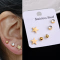 Stainless Steel Earrings Small Cute Butterfly Star Moon Heart Stud Earrings Set Punk Piercing Earing Women's Minimalist Jewelry - Charlie Dolly