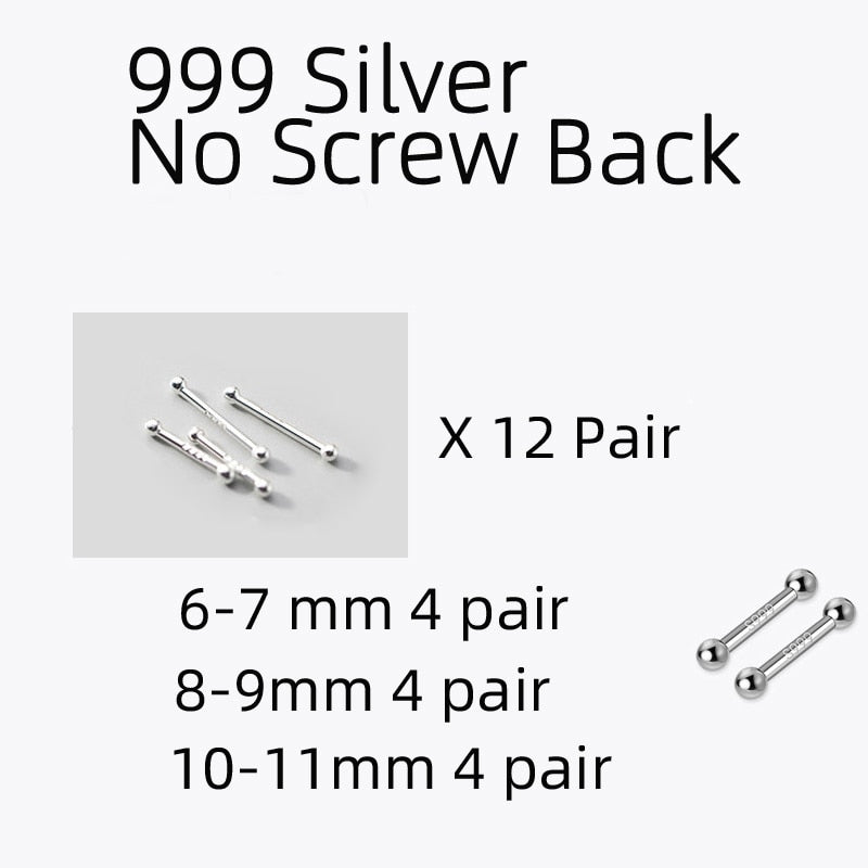 La Monada Sterling Silver Stud Earrings Women Two Ball Fine 925 Silver Jewelry Woman Earrings Stud Silver 999 Keep Piercing Nut - Charlie Dolly