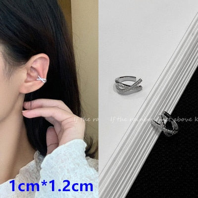 Korean Zircon Small Ear Cuff Set Ear Clips Vintage Gold Color Earcuff Cute Cartilage No Pierced Clip Earrings Women's Jewelry - Charlie Dolly
