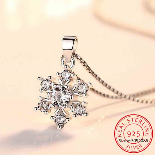 Snowflake Lab Moissanite Diamond Pendant Real 925 Sterling Silver Charm Party Wedding Pendants Necklace For Women Bridal Jewelry - Charlie Dolly