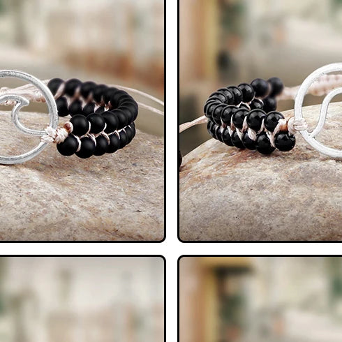 Boho Ocean Waves Bracelets Vintage Natural Stone Black Onyx Tiger Eye Beads Bracelet & Bangle Women Men Yoga Wristchain Jewelry - Charlie Dolly