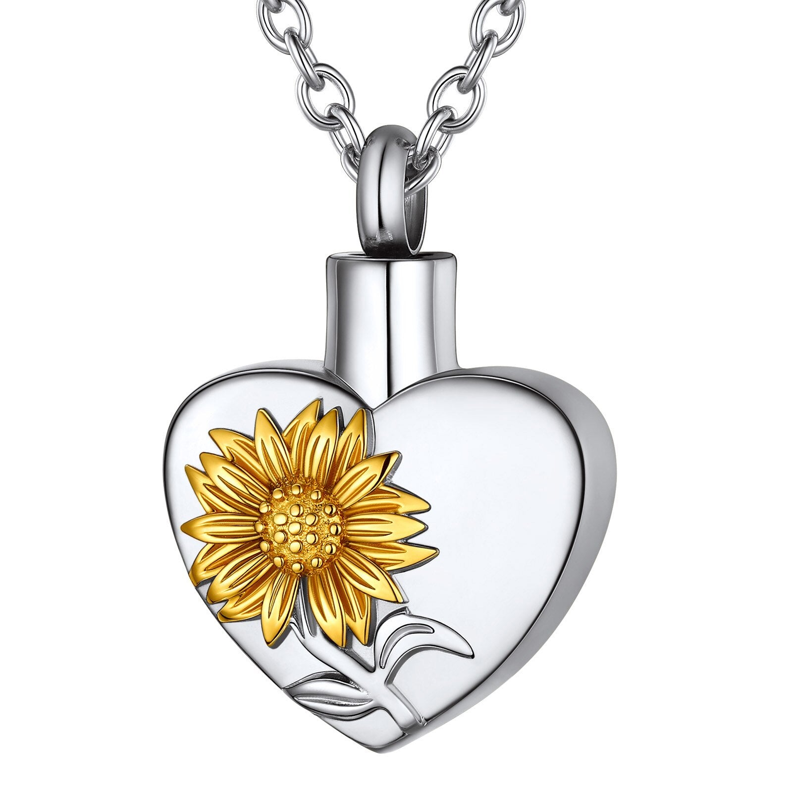 Starlord Stainless Steel Sunflower Ashes Urn Necklaces For Women Memorial Keepsake Cremation Jewelry PSP4883G - Charlie Dolly