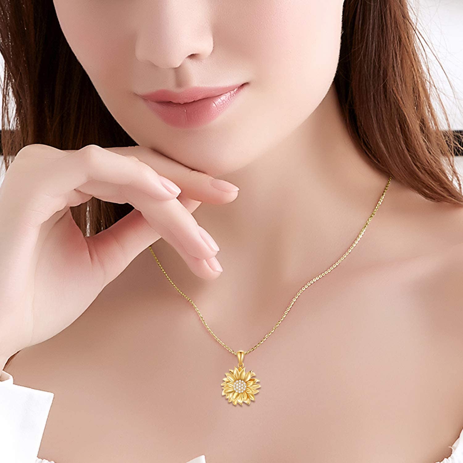 Rose Valley Sunflower Pendant Necklace for Women CZ Pendants Fashion Jewelry Girls Gifts YN044 - Charlie Dolly