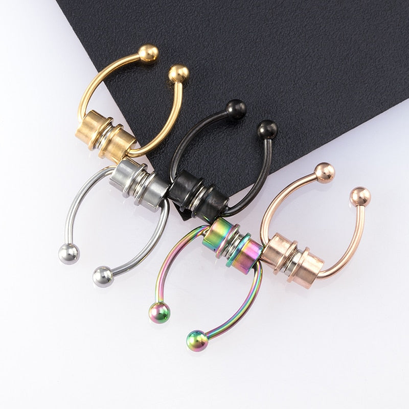 Fake Nose Ring Non Piercing Horseshoe Septum Piercing Magnetic Hoop Stainless Steel Reusable Magnet Punk for Women Jewelry Gifts - Charlie Dolly