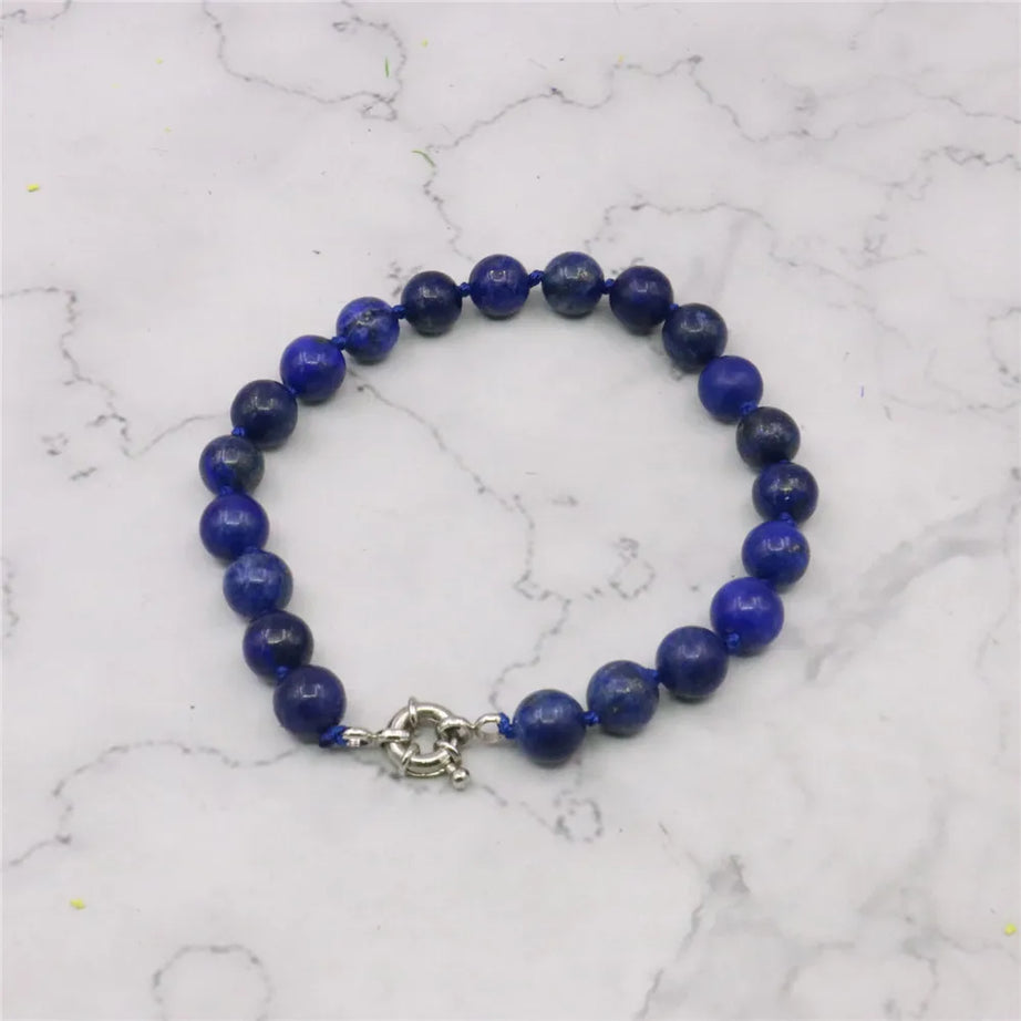 Jewelry set 8mm Egyptian Lapis Lazuli Round Beads necklace bracelet earrings Natural Stone Christmas gifts BV110 Wholesale Price - Charlie Dolly