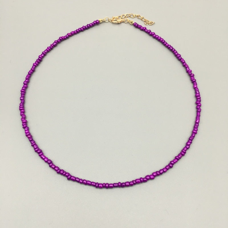 Simple Seed Beads Strand Necklace Women String Beaded Short women Necklace Jewelry 16 inches Chokers Necklace Gift - Charlie Dolly