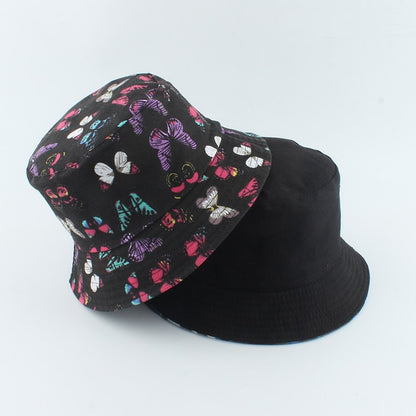 2021 New Fashion Korean Pink Cow Print Bucket Hat Women Reversible Fishing Cap Bob Chapeau Autumn Summer