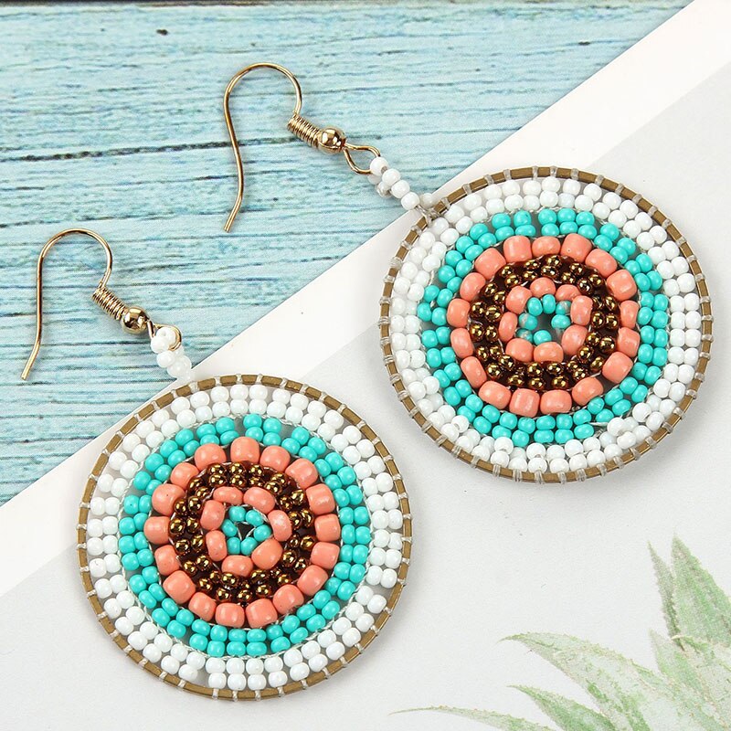Bohemian Colorful Round Rice Beads Drop Earrings for Women Fashion Multicolor Handmade Dangle Earrings Female Party Jewelry Gift - Charlie Dolly