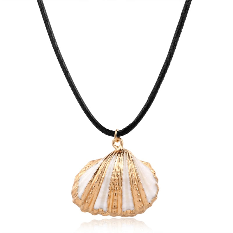 Hesiod Antique Gold Color Chain Summer Beach Jewlery Starfish Shell Pendant Necklace for Women - Charlie Dolly
