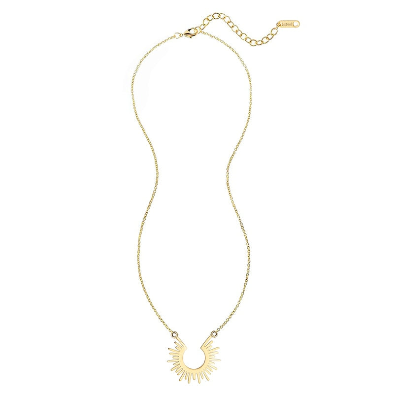 Stainless Steel Jewelry Geometric Pendant Necklace for Women Gold Plated Half Circle Spiked Femme Colar Choker Necklaces - Charlie Dolly