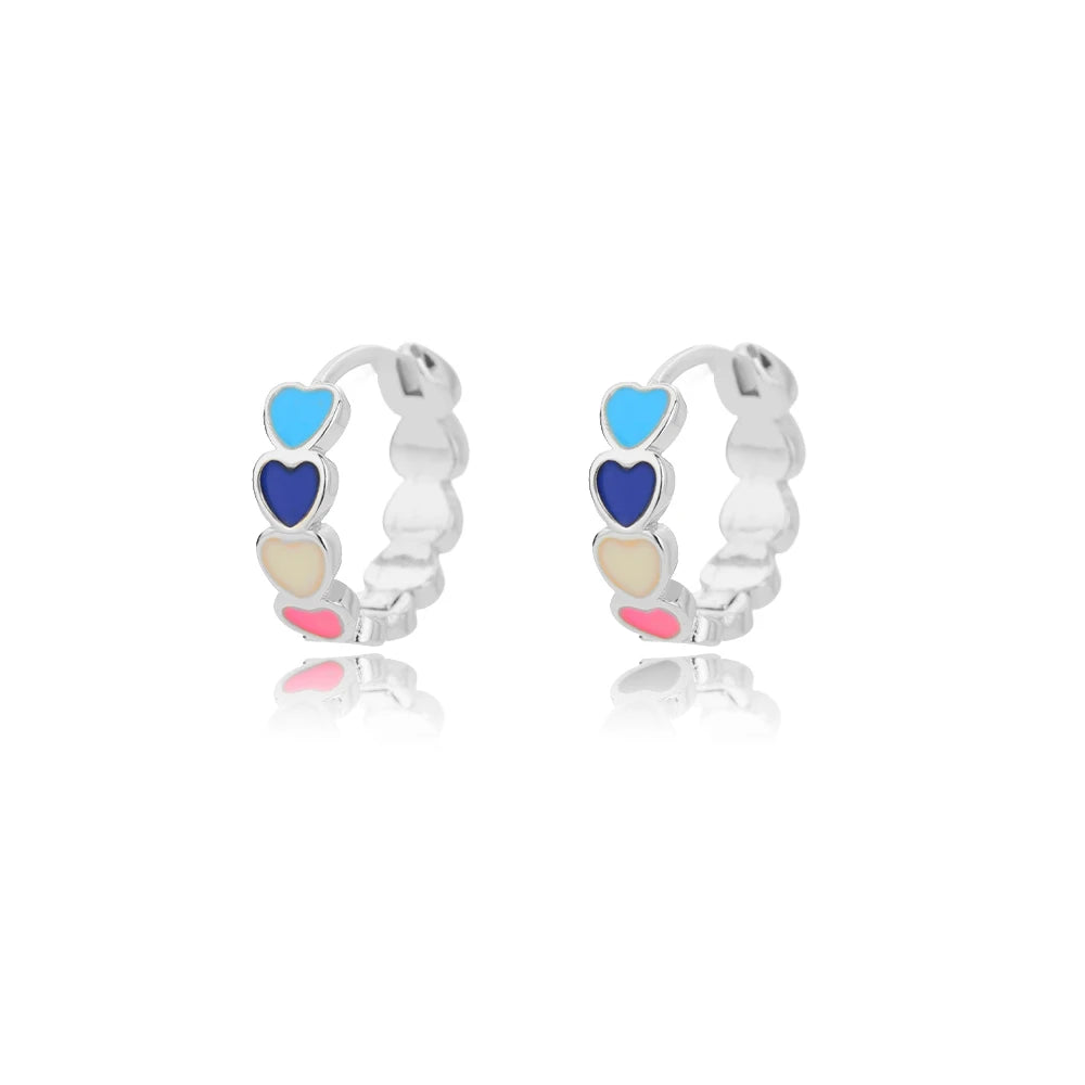 Colorful Heart Earrings For Women Stainless Steel Enamel Metal Heart Stud Earring Femme Party Valentine Boho Jewelry Gift 2025