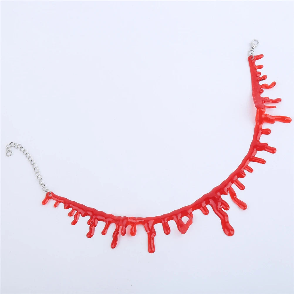 Hot sale Halloween Decoration Horror Blood Drip Collar Necklace Fake Blood Vampire Joker Choker Gothic Costume Red Necklaces - Charlie Dolly