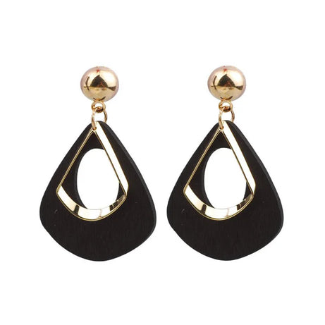 Black Leaf Pearl Crystal Long Earrings Jewelry