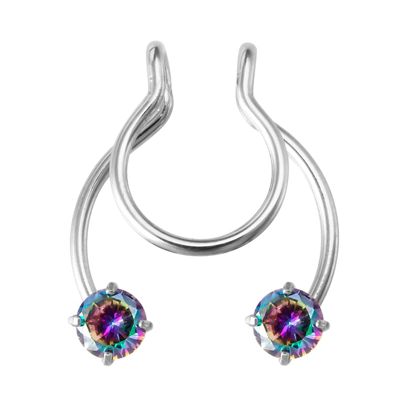 1-5pcs New Fake Nose Piercing Fake Nose Ring Hoop Septum Rings Surgical Steel Colorful Fake Piercing Nose Piercings Jewelry 20G - Charlie Dolly