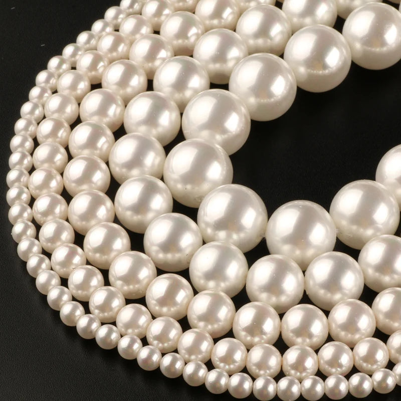 2/3/4/6/8/10/12/14mm Natural Pearls White Shell Round Loose Beads For Jewellery Making Diy Bracelet Necklace 15'' wholesale