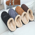 Men's Slippers Home Winter Indoor Plush Warm Shoes Thick Bottom Plush Waterproof Leather House Slippers Man Suede Cotton Shoes - Charlie Dolly