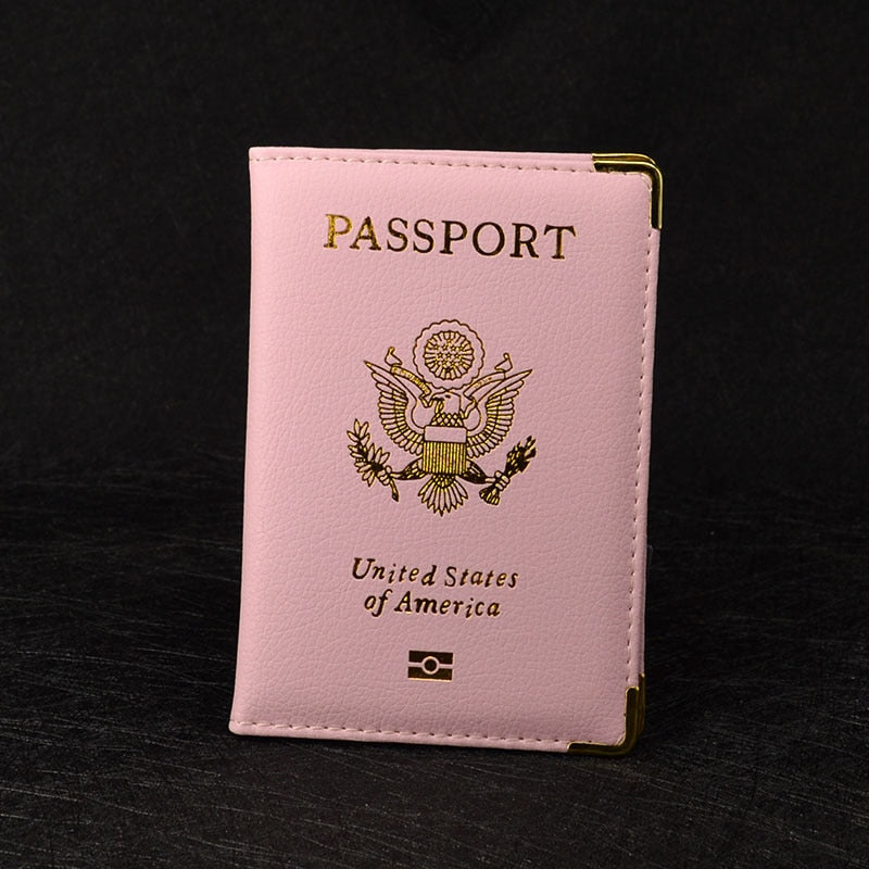 Personalised Passport Cover women With Name USA Cute Pink Personalized Passport Holder designer Travel Passport Case Pouch - Charlie Dolly