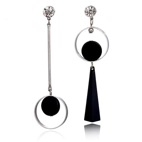 Black Leaf Pearl Crystal Long Earrings Jewelry