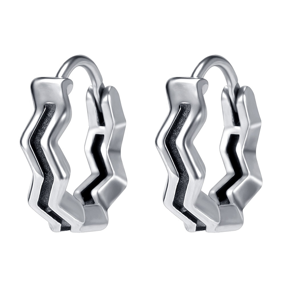 ZS 1 Pair Punk Rock Round Earrings Fashion Stainless Steel Ear Ring Skull Surgical Steel Earrings for Men Women Pop Ear Piercing - Charlie Dolly