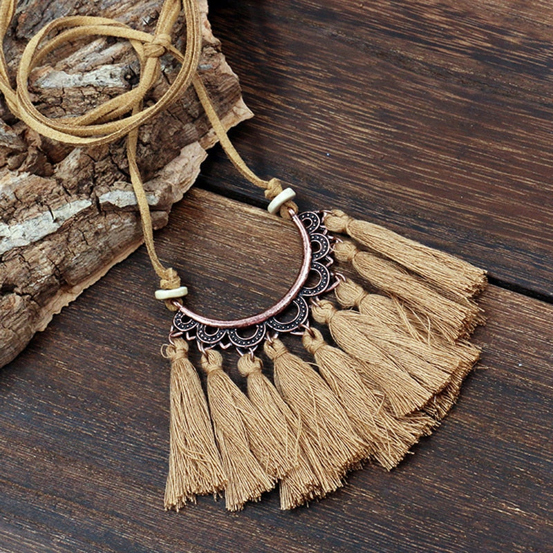 Boho Style 2022 Tassel Necklace Women Fashion Jewelry Rope Chain Boho Choker 2022 Fall And Winter Sweater Chain Women Jewelry - Charlie Dolly