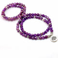 Natural Purple Crystal Chakra 108 Buddha Mala Bracelet or Necklace Yoga Mala Stone Bracelet for Women Lotus Jewelry - Charlie Dolly