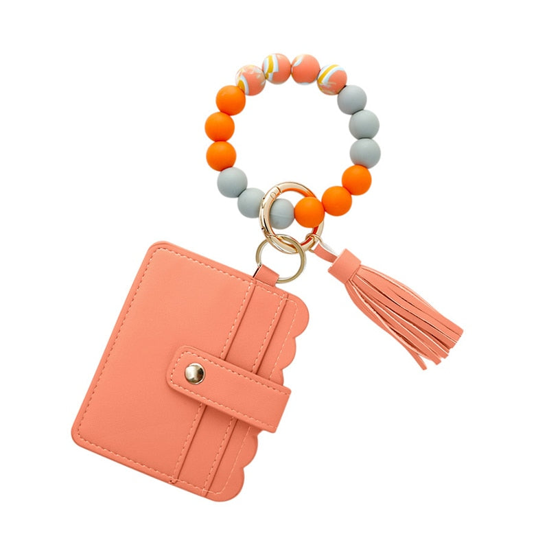 Silicone Keyring For Women Tassel Wood Beads Bracelet Keychain For Keys Multicolor Keychain Wholesale Accessories - Charlie Dolly