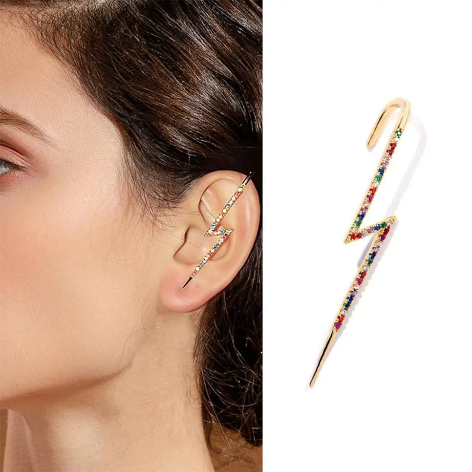 Gold Zirconia Ear Crawler Climber Earrings Jewelry