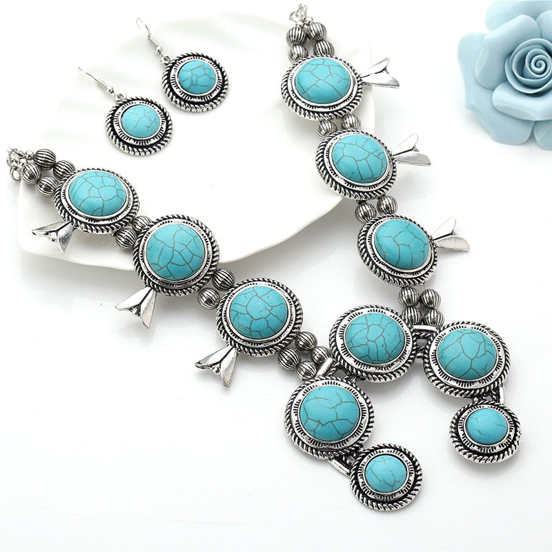 Bohemian Resin Stone Vintage Statement Choker Necklaces Women Fashion Indian Maxi Long Horn Pendants Necklace - Charlie Dolly