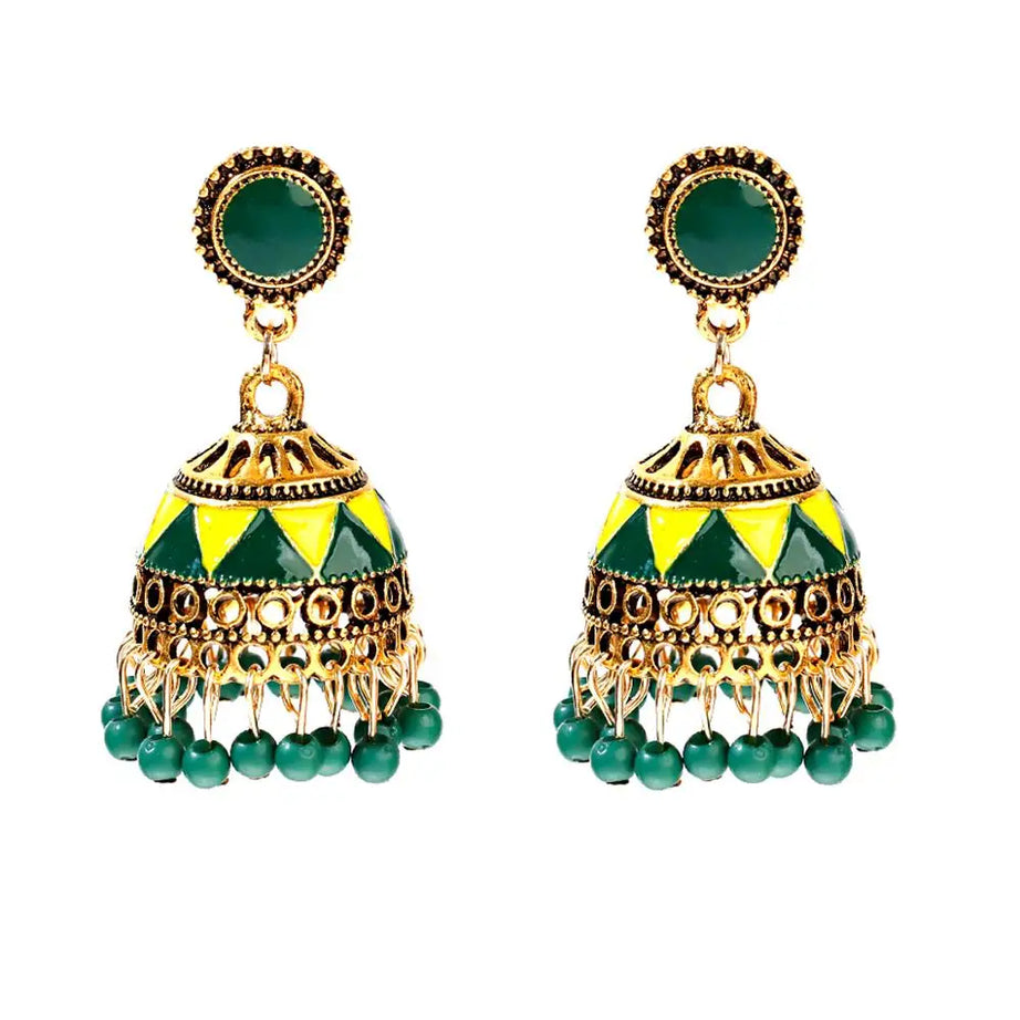 Pearl Bead Indian Jhumka Hanging Earrings Jewelry