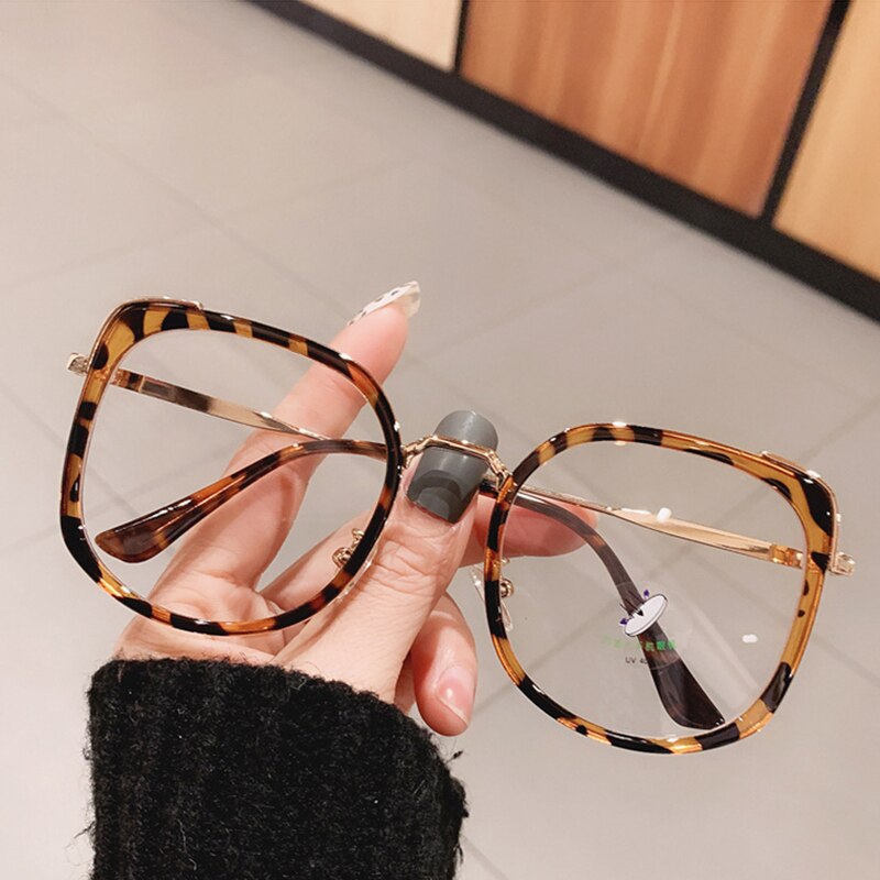 SO&EI Fashion Oversized Square Women Glasses Frame Vintage Clear Anti-Blu-Ray Eyewear Men Optical Pink Frame Computer Goggle - Charlie Dolly