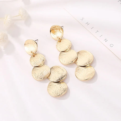 Irregular Disc Multilayer Long Drop Earrings Jewelry