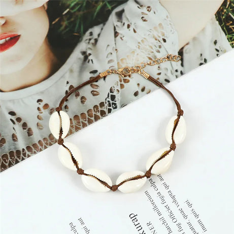 Vintage Cowrie Shell Rope Boho Bracelet