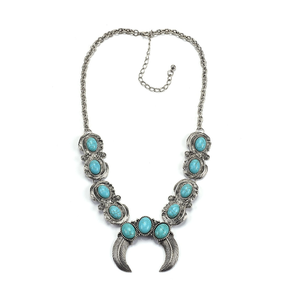 Bohemian Resin Stone Vintage Statement Choker Necklaces Women Fashion Indian Maxi Long Horn Pendants Necklace - Charlie Dolly