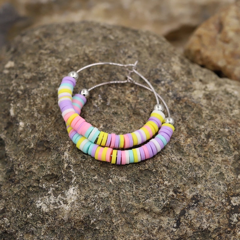 Multicolor Boho Hoop Earrings 2023 New Fashion Colorful Clay korean Jewelry Earrings Accesories for Women Girls - Charlie Dolly