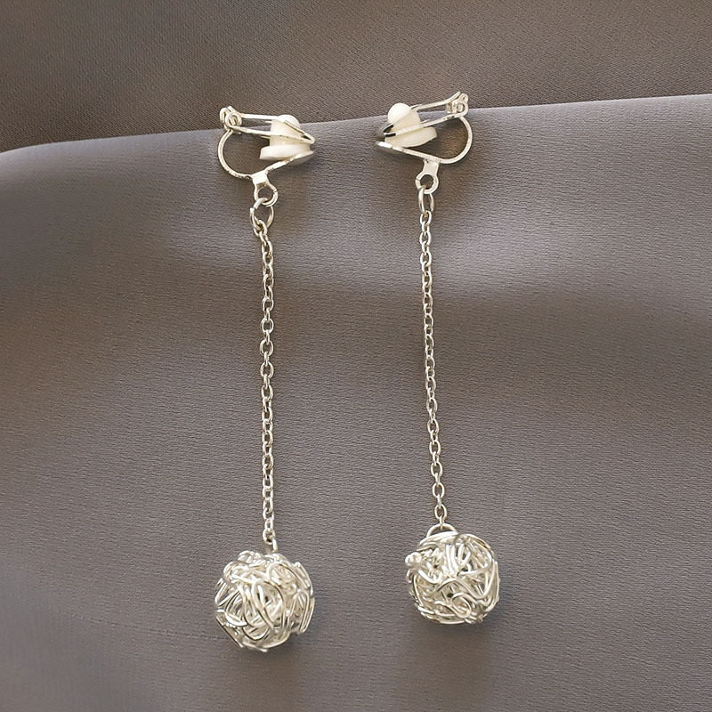 Fashion charm Creative pearl clip on Earrings Cute Handmade Earrings Womens ear clips Jewelry - Charlie Dolly